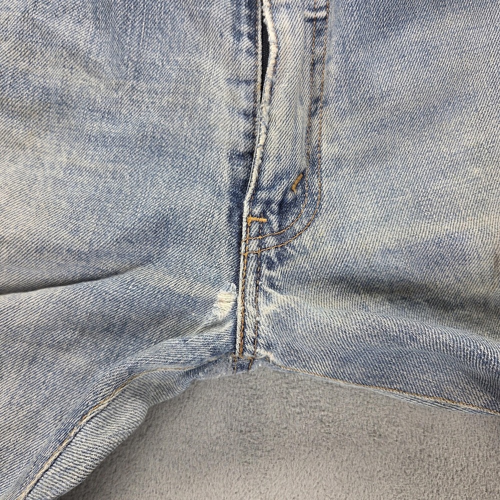 Levis Jeans Mens Selvedge Blue Light Wash Regular Straight Whiskers Fits 28x26 - Picture 8 of 16